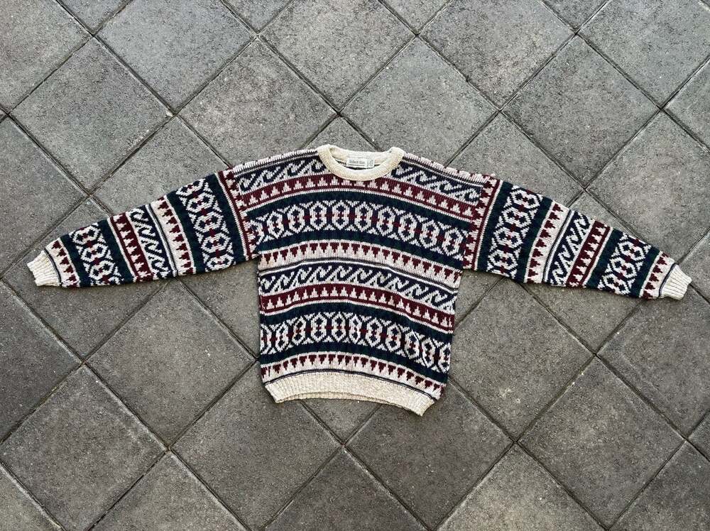 Vintage Robert Alan Fair Isle Pattern Crewneck Sweater Size Large